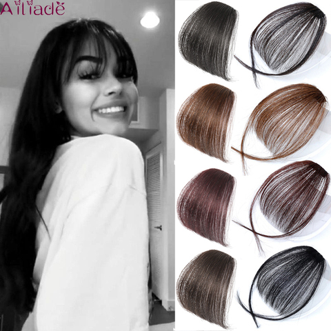 AILIADE-flequillo de aire Blunt falso para mujer, extensión de Clip de cabello sintético, flequillo falso Natural ► Foto 1/6