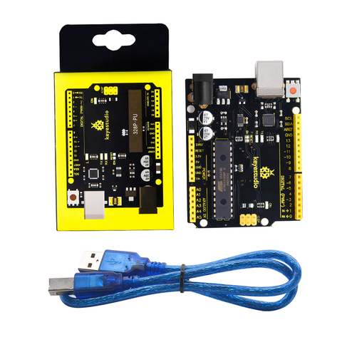 Keyestudio-Placa de desarrollo V4.0 con Chip Serial CP2102 y Cable USB, Compatible con Arduino Uno R3, caja de regalo ► Foto 1/6