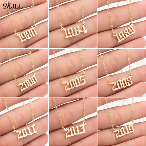 SMJEL personalizado número de año collares para mujeres personalizado año 1980 1989 2000 Regalo de Cumpleaños de 1980 a 2022 ► Foto 1/6