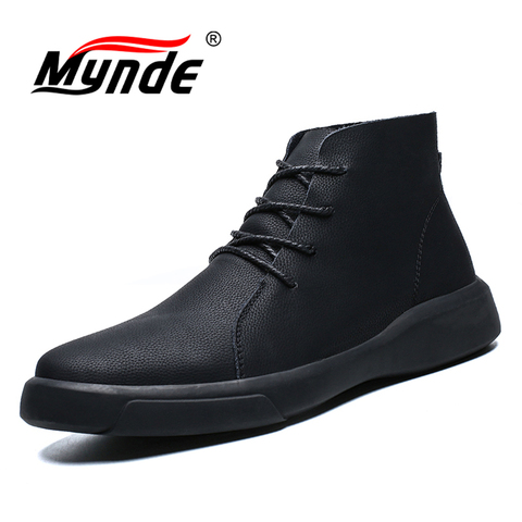 ¡Novedad! Botas de nieve de invierno para hombre, botas a la moda con cordones para hombres, botas de felpa cálidas de cuero genuino para hombres, zapatos de otoño para hombres al aire libre 38-47 ► Foto 1/6