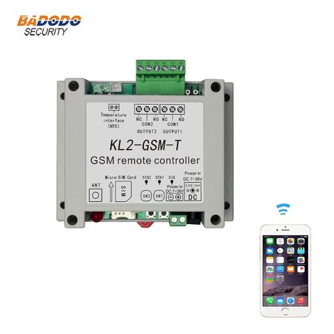 Controlador de relé remoto GSM, interruptor de control de acceso, KL2-GSM-T con 2 relé de salida, sensor de temperatura NTC ► Foto 1/6