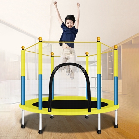 Cama elástica interior con red de protección para niños y bebés, trampolín para hacer ejercicio y cardio, para saltar, al aire libre ► Foto 1/6