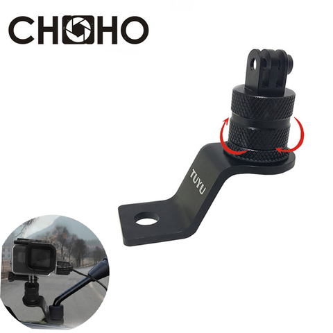 Soporte de aluminio para motocicleta accesorios para Gopro CNC 360, montura de espejo retrovisor giratorio para Go Pro Hero 8 7 6 SJCAM Xiaomi Yi 4K ► Foto 1/6