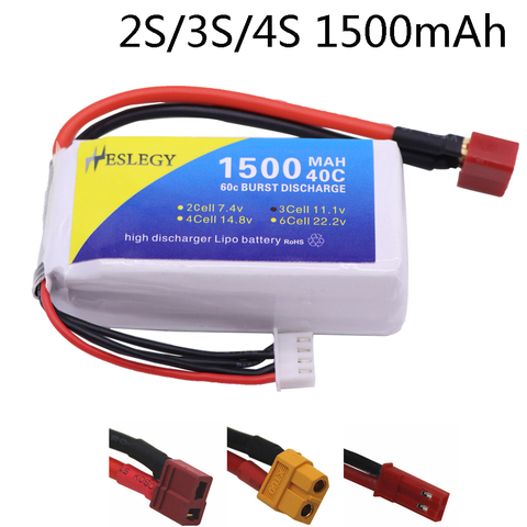 Batería Lipo 3S de 7,4 v, 11,1 V, 14,8 v, 1500mAh, piezas de repuesto de cuadricóptero 2s, batería lipo de 11,1 V para juguetes RC ► Foto 1/6