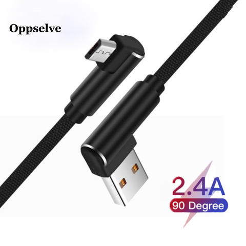 Oppselve Cable Micro USB 1m 2m para Xiaomi Redmi Note 5 Pro 4 90 grados, Micro USB cargador de datos para teléfono móvil Samsung A8 ► Foto 1/6