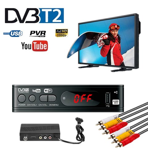 Sintonizador de Tv HD 1080p, Dvb T2, Vga, Dvb-t2 de TV para adaptador de  Monitor, sintonizador USB 2,0, receptor de satélite, decodificador Dvbt2