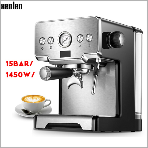 XEOLEO-cafetera expreso comercial de 1450w, máquina de café expreso de 15 Bar, cafetera doméstica con agua caliente y stea ► Foto 1/6