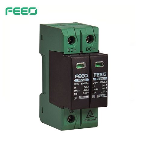 FEEO-dispositivo de protección contra sobretensiones, DC SPD 2P 600V 800V 20KA ~ 40KA TUV & CE Din Rail, dispositivo de protección Solar para exteriores ► Foto 1/1