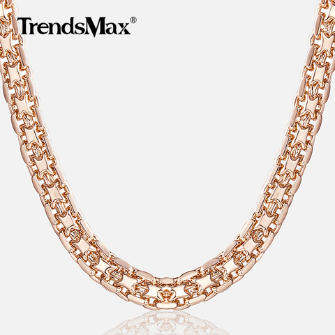 Trendsmax, 5mm, collares para mujeres, chicas, 585, cadena de eslabones de oro rosa Bismark, collar de mujer, joyería de moda, regalos, 45-50cm, GN452 ► Foto 1/6