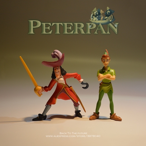 Figuras de acción de Peter Pan y capitán hook de Disney, figura de acción de PVC de 9cm, figura de postura de Anime en miniatura, colección de juguetes para niños, regalo ► Foto 1/4