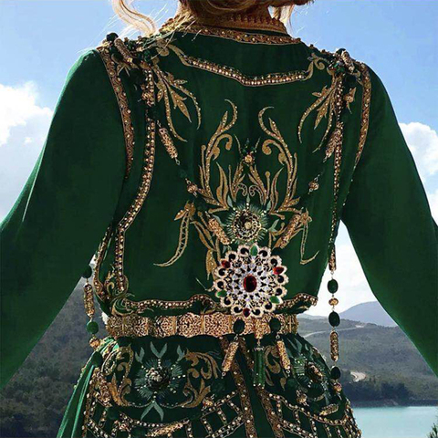Kinel-Cadena de eslabones de hombro y pecho para mujer, vestido de boda marroquí, Color dorado, bohemio, étnico, caftán, joyería ► Foto 1/6