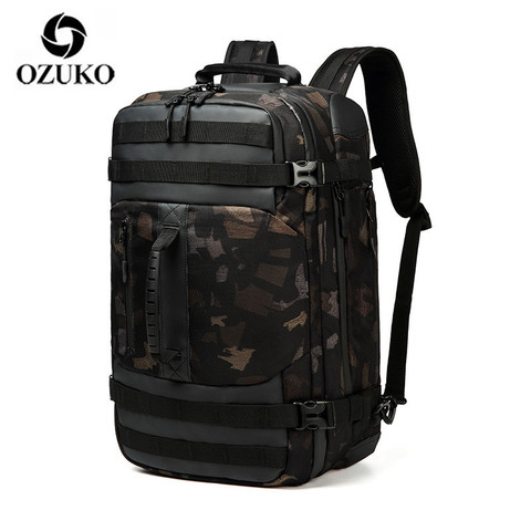 OZUKO-Mochila GRANDE multifunción para hombre, de 17 pulgadas para ordenador portátil morral, de gran capacidad, a la moda, impermeable, para viaje ► Foto 1/1