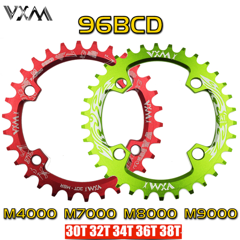 VXM 96BCD bicicleta Chainring 30 t/32 t/34 t/T 36 t/38 T estrecho ancho redondo Oval ciclo Chainwheel bicicleta círculo cigüeñal placa piezas de bicicleta ► Foto 1/6
