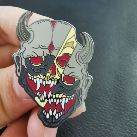 Máscaras de Hannya-broche Kabuki Noh, insignia del diablo, PIN de demonio Oni, joyería de cultura tradicional japonesa ► Foto 1/2