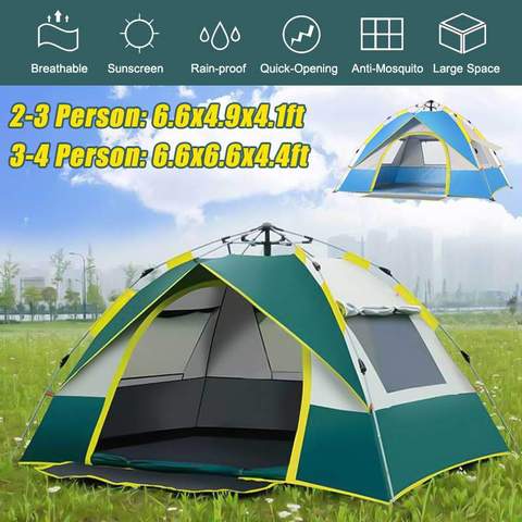 1-4 persona totalmente automático tienda Camping viaje familia impermeable sombrilla a prueba de viento resguardo de toldo playa Fácil de abrir senderismo tiendas de campaña ► Foto 1/6