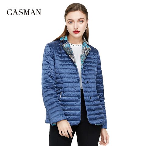 GASMAN-chaquetas cortas y ceñidas de algodón liso para mujer, chaqueta de invierno, parka con cremallera, chaqueta con capucha, abrigos informales para mujer, otoño ► Foto 1/6