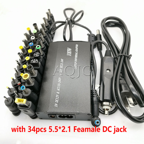 Adaptador de cargador de coche Universal para viaje, 100w, para portátil/notebook/teléfono móvil, cargador de energía Universal y conector de 15 ► Foto 1/6