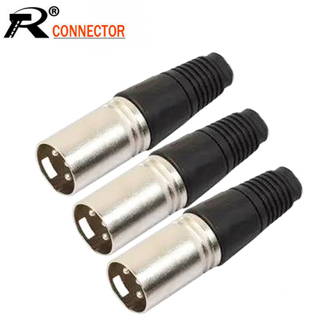 10 unids/lote 3 Pin XLR conector de enchufe macho adaptador de micrófono XLR Cable Termininal conector de Cable de audio ► Foto 1/6