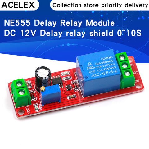 NE555 DK555 temporizador interruptor módulo de desconexión ajustable Módulo de relé de retardo de tiempo DC 12V delay relay shield 0 ~ 10S ► Foto 1/6