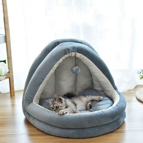 Antumn-cama de invierno para gatos pequeños, saco de dormir para mascotas, Hamster, esterilla suave extraíble, nido, Casa con pelota de juego ► Foto 1/1