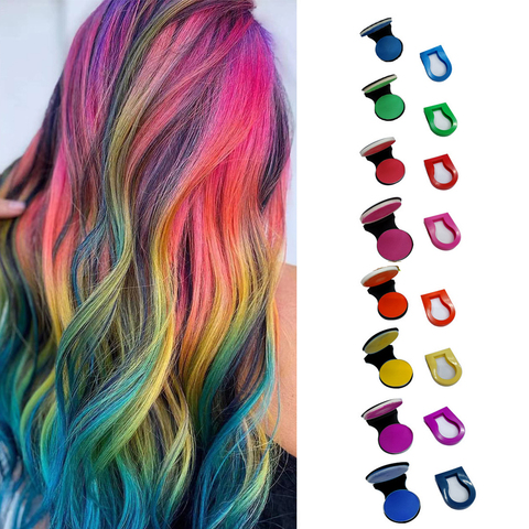 Tiza en polvo de Color para el cabello para mujer, 6/8 colores, aerosol temporal para el cabello, pasteles, salón de belleza portátil, pintura colorida de estilismo ► Foto 1/6