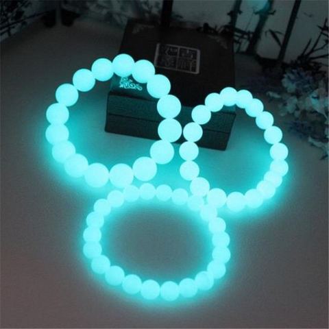 Pulsera con abalorio para hombre, piedra fluorescente luminosa, perla, luz nocturna, Jellery, brilla en la oscuridad, Pulsera de mujer, antiestries, Bisutería ► Foto 1/6