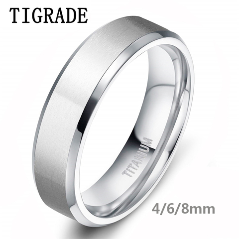 Tigrade-Anillo de titanio cepillado para hombre, 8/6/4mm, Color plata, boda, compromiso, joyería para hombre y mujer ► Foto 1/6