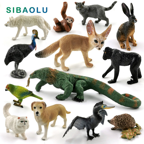 Komodo-figura de lagarto Dragón, perro Lobo, gato, perezoso, pájaro, zorro, modelo Animal, figurita para decoración del hogar, figura en miniatura para decoración de jardín, accesorios ► Foto 1/6