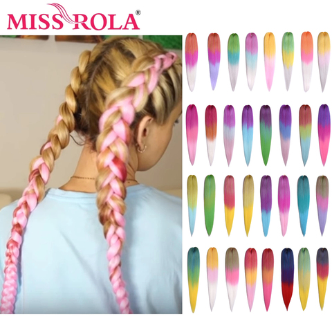 Miss Rola 75g 26 pulgadas Kanekalon al por mayor del pelo de la trenza sintética de la extensión del pelo Pre estirado Rosa rubia giro trenza Jumbo ► Foto 1/6