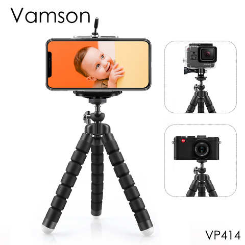 Vamson Flexible esponja pulpo minitrípode para iphone Samsung Xiaomi Huawei trípode de smartphone teléfono móvil titular clip soporte para GoPro héroe 7 6 5 4 3 2 + 1 para Xiaomi para yi 4k VP414 ► Foto 1/6