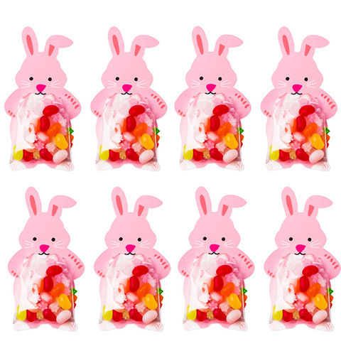 WEIGAO conejo Rosa bolsas de dulces Fiesta de Pascua decoraciones azúcar bolsas de Chocolate dulces embalaje con tarjetas de felicitación de boda decoración ► Foto 1/6