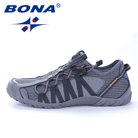 BONA-Zapatillas deportivas de malla transpirable para hombre, zapatos antideslizantes informales con cordones para caminar al aire libre y trotar ► Foto 1/6