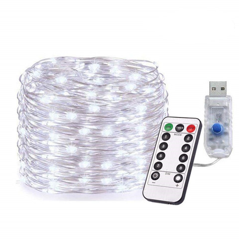 5M 10M USB LED vacaciones hadas luces impermeable LED Cadena de alambre de plata con control remoto para la boda de la fiesta de navidad decoración ► Foto 1/6