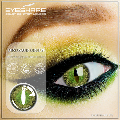 EYESHARE-1 par de lentes de contacto para disfraz de dinosaurio, lentes de contacto para Halloween, ojos, lentillas, Color verde ► Foto 1/6