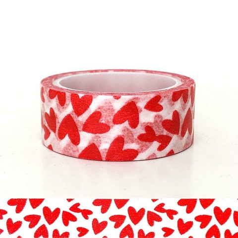 Rollos de cinta de diseño de amor rojo, cinta adhesiva decorativa para manualidades de papel, para el Día de San Valentín (Corazón de amor rojo), 1 unidad ► Foto 1/6