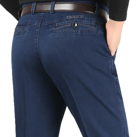 Pantalones vaqueros de talla grande 30-40 de calidad para hombre Pantalones vaqueros Homme de cintura alta elásticos sólidos para hombre Pantalones clásicos de ocio Xnn59 ► Foto 1/6