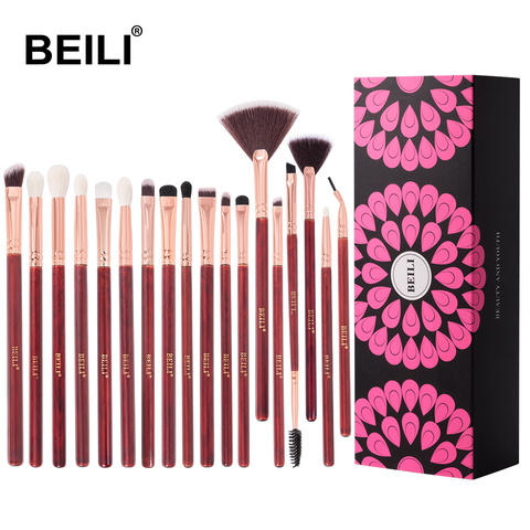 BEILI-Juego de brochas de maquillaje de pelo de cabra XGF, nuevo juego de brochas para sombra de ojos, difuminado, resaltador rojo borgoña, brochas cosméticas ► Foto 1/6