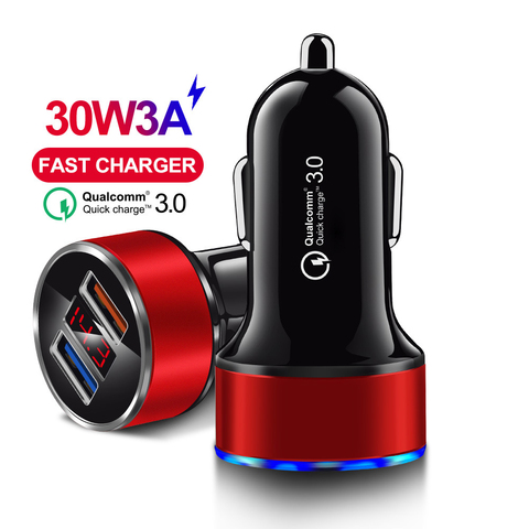 Cargador USB de 5V y 3A para coche, cargador de coche con pantalla LED de carga rápida, adaptador para teléfono móvil Xiaomi, Samsung, iPhone y Huawei ► Foto 1/6