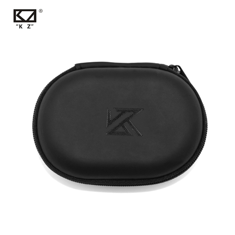 Bolsa de almacenamiento de logotipo ovalado KZ, caja de almacenamiento de PU con cremallera, portátil, negra, adecuada para auriculares originales AS10 ► Foto 1/6