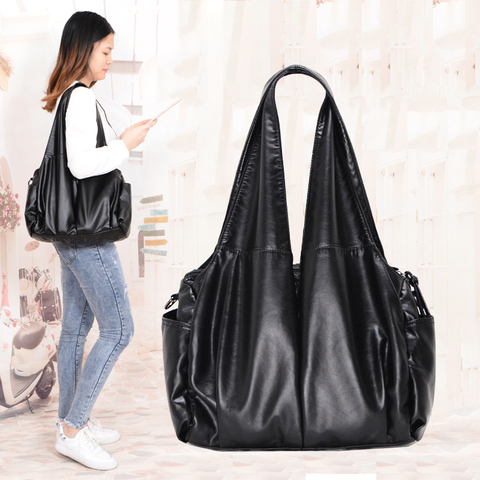 Bolso hobo de PU con asa superior para mujer, bandolera suave de cuero sintético, 2022 ► Foto 1/6