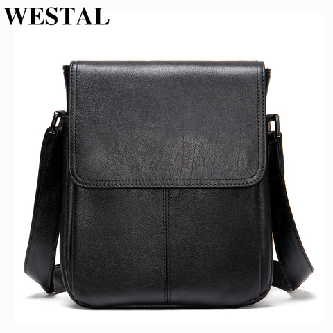 WESTAL-bandolera de cuero genuino para hombre, bolso cruzado informal, bandolera lateral, garantía ► Foto 1/6