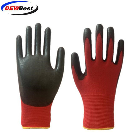 DEWBest 24/12 pares de 13G negro PU guantes de trabajo de Palma recubierto de trabajo guantes de la seguridad en el lugar de trabajo suministros guantes de seguridad guantes trabajo ► Foto 1/4