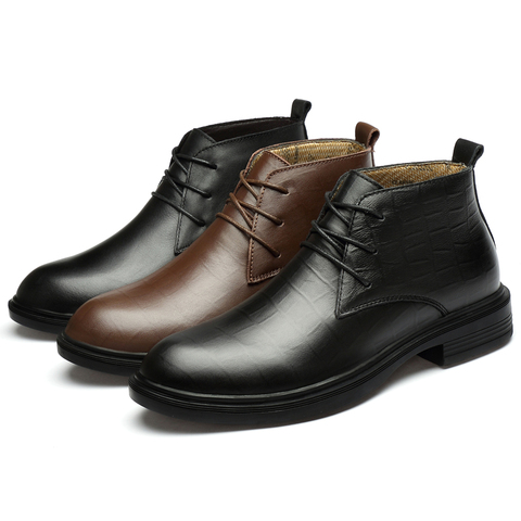 Zapatos de cuero genuino para hombre, calzado con punta puntiaguda y cordones, para oficina, boda, vestido FORMAL, botas OXFORD, color negro ► Foto 1/6