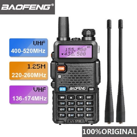 2022 Baofeng UV-5R III Tri-banda antena Dual Walkie Talkie VHF 136-174Mhz/220-260Mhz y UHF 400-520Mhz jamón escáner de Radio UV5R UV 5R ► Foto 1/6