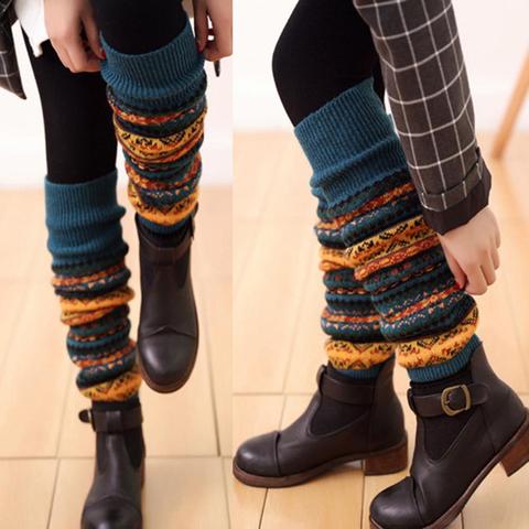 De las mujeres de la moda de invierno cálido abrigo largo calentadores de la pierna botas hasta la rodilla de calcetines de Crochet arranque calcetines largos calcetines ► Foto 1/6