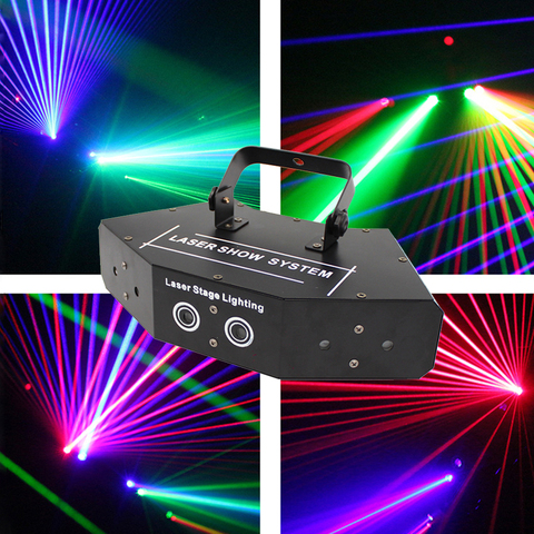 Luces de destete láser de 6 ojos DMX512 RGB, línea de luz láser a todo Color, iluminación de escenario, 6 lentes, escáner, equipo de DJ y discoteca ► Foto 1/6