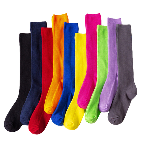 Calcetines coloridos fluorescentes hasta la rodilla para mujer, calcetín largo, Harajuku, arcoíris, Hip hop ► Foto 1/6
