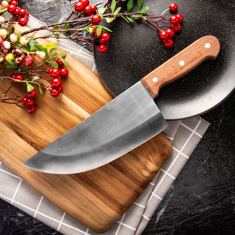 Cuchillo de carnicero de acero inoxidable de 8 pulgadas, utensilio de cocina para cortar carne, verduras, hueso, picar, Chef chino ► Foto 1/4