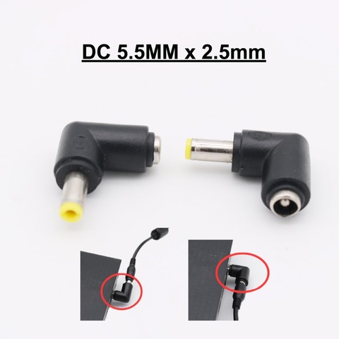 Conector adaptador de corriente continua, 5,5mm x 2,5mm, macho, ángulo recto a hembra de 5,5x2,5mm para ordenador portátil ► Foto 1/1