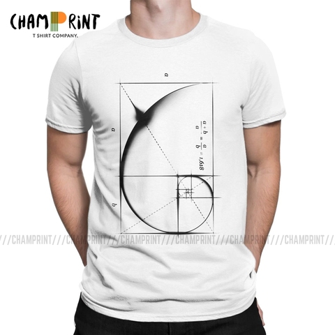 Secuencia de Fibonacci relación de oro de los hombres T camisa de matemáticas técnica Geek camiseta retro Camisetas cuello redondo de talla grande ropa ► Foto 1/6